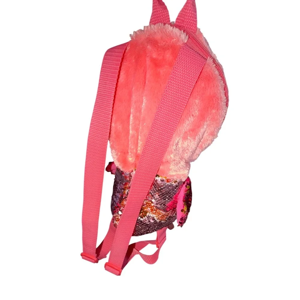 Ty Gilda Flamingo Backpack Kids Small Pink Excellent Sequin Plush Bag